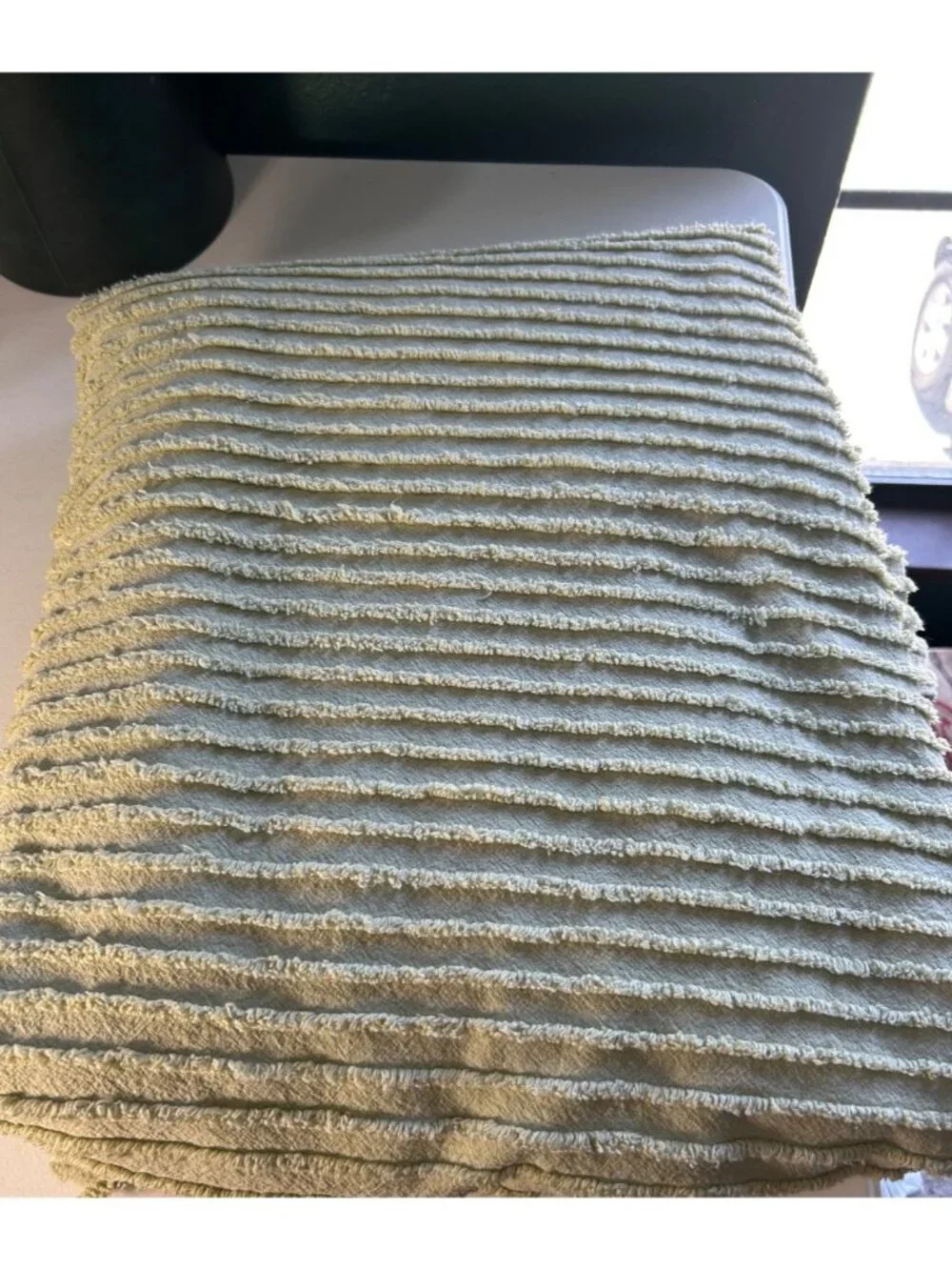 Tufted Chenille Sage Green 100% Cotton Bedspread Made in India Twin 110